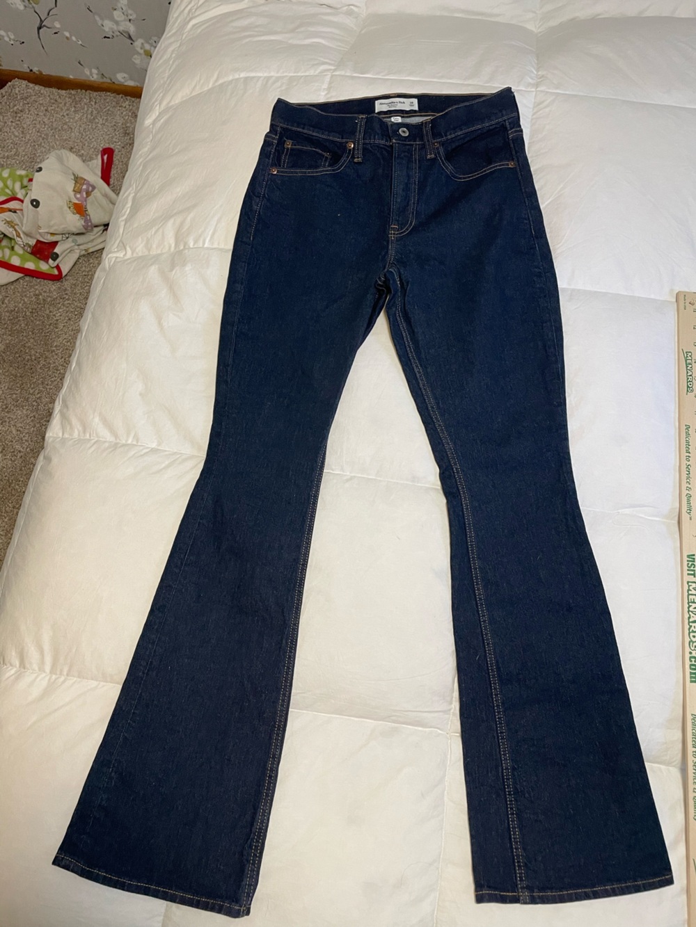 Abercrombie & Fitch Bootcut Midrise Curve Love Jeans Dark Wash Stretch 26 Long